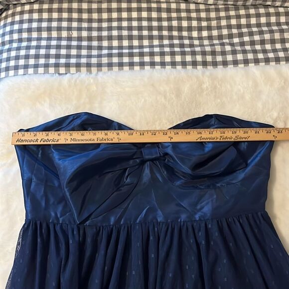 New! ANTHROPOLOGIE Hutch Tulle Bow Tie Strapless Midi Dress Navy Size18W - Picture 13 of 16